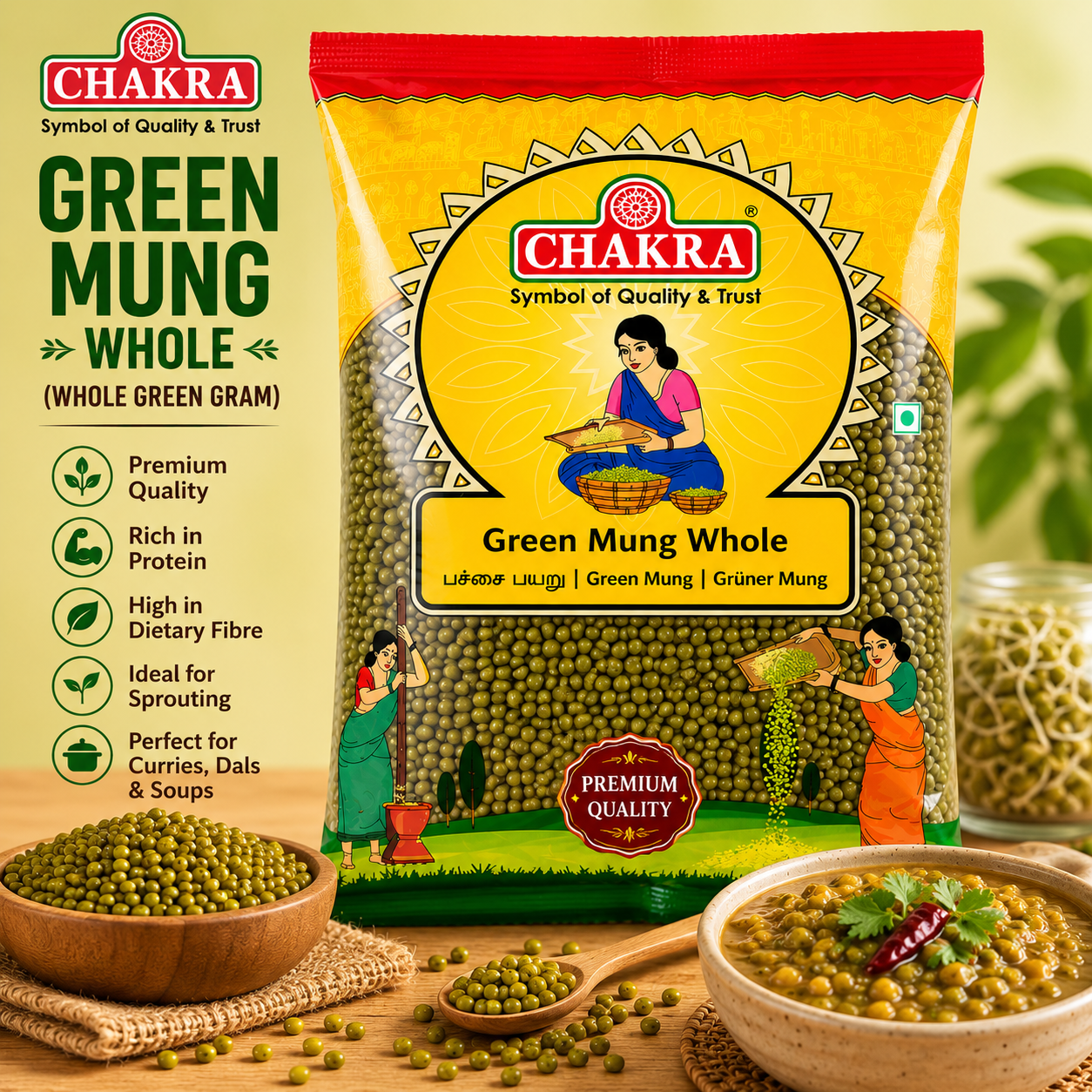 Chakra Green Mung Whole 1kg