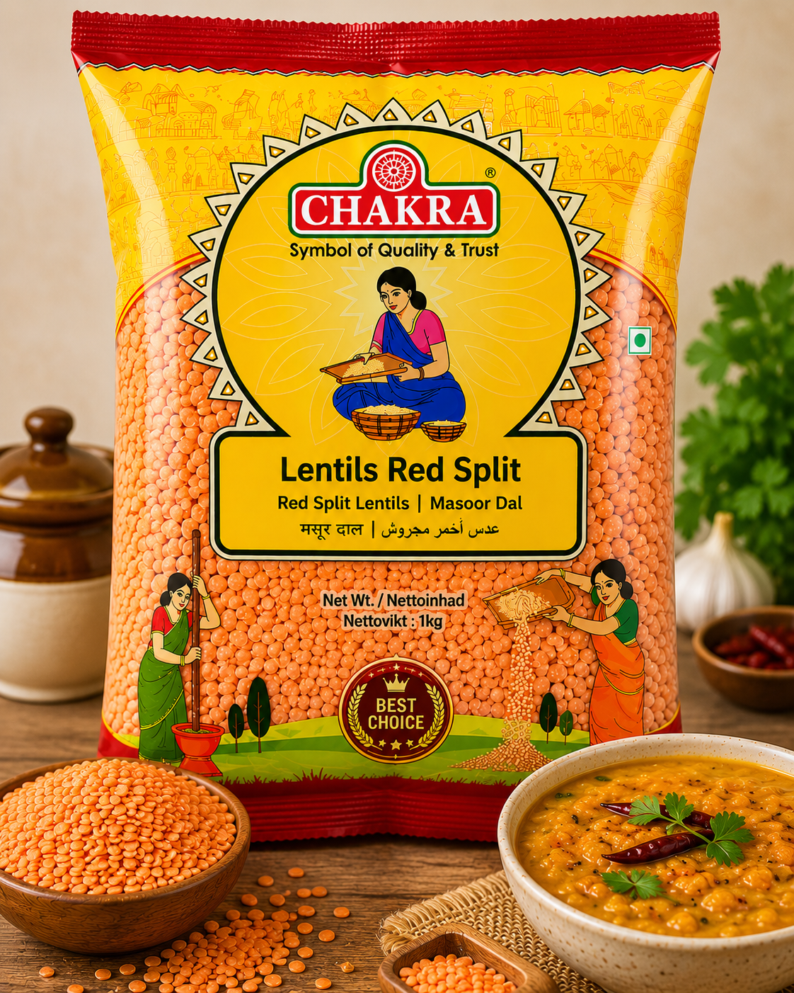 Chakra Lentils Red Split 1kg