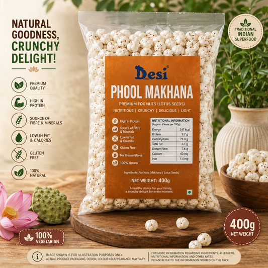 Desi Phool Makhana (Fox Nuts / Lotus Seeds) – 400gm